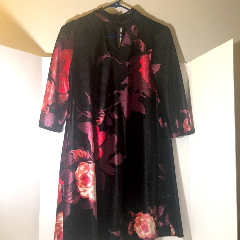 Studio One whimsigoth dress size 6p floral open collar neckline